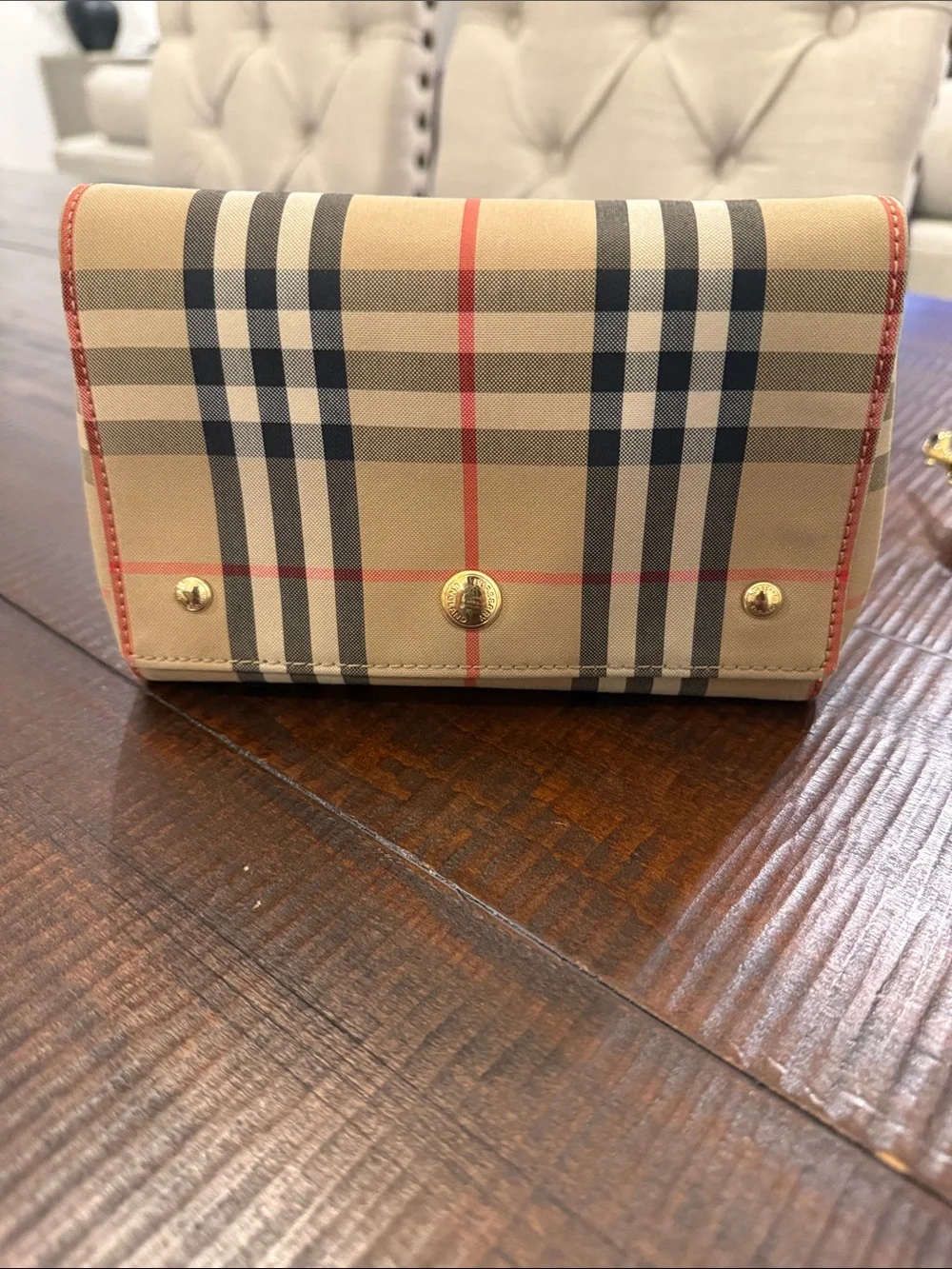 Burberry Tan and Black Clutch/Crossbody with Iconic Design